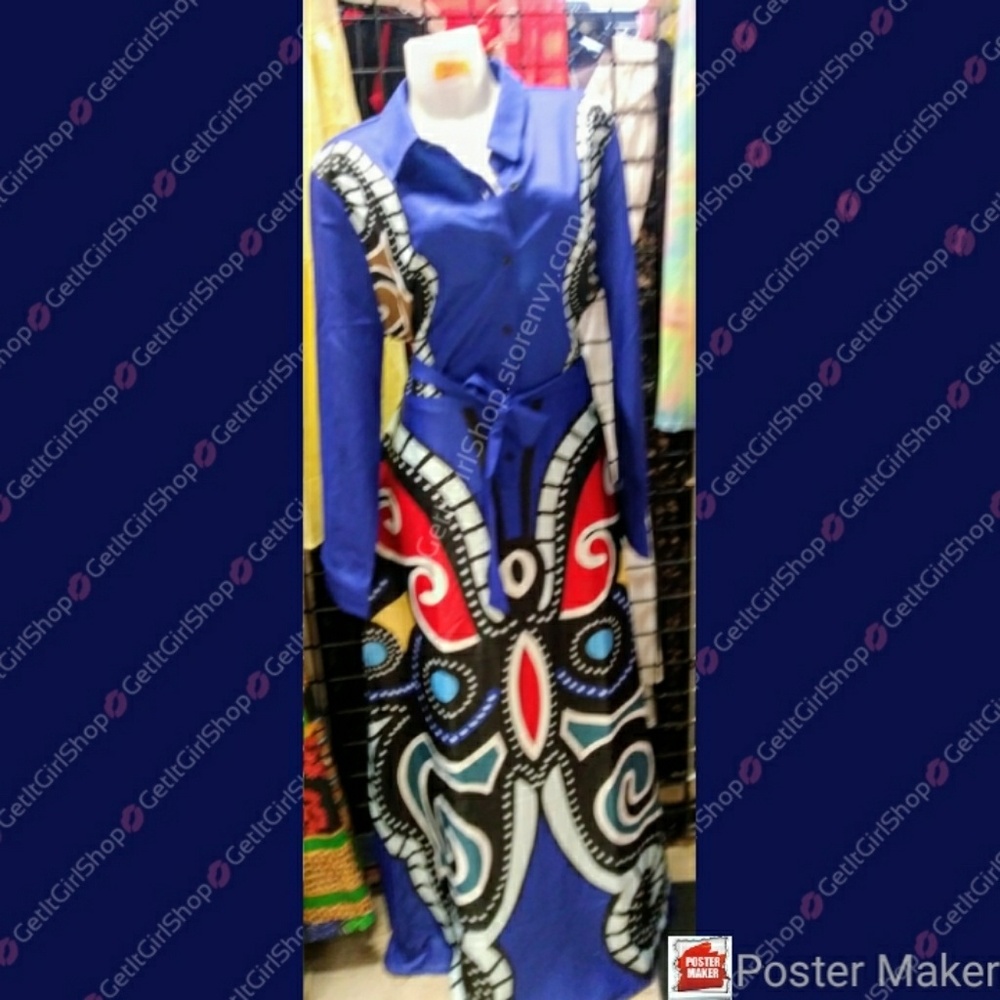 Tribal Print Long Sleeve Flare dress